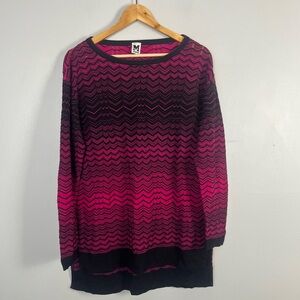 Missoni zigzag lightweight knit tunic sweater size Italian 42 / US 6 pink black